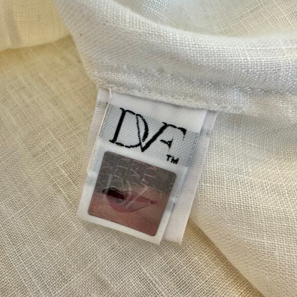 Diane Von Furstenberg Layla Button Up Linen Ruffle-Trim Top 6 - Picture 8 of 15